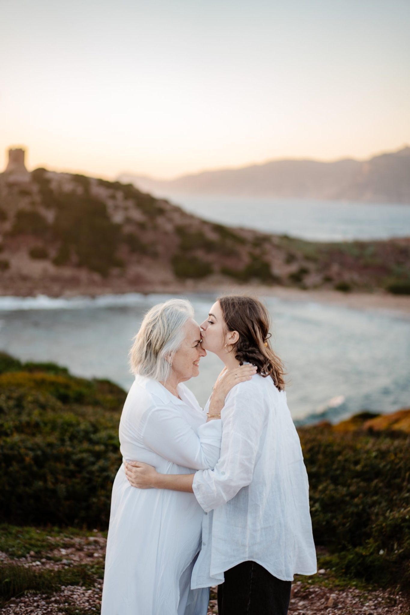 Adult mother and daughter portraits Sardinia 